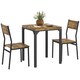 image 1 of HOMCOM 3 Pieces Compact Dining Table 2 Chairs Set Wooden Metal Legs Bistro Cafe Kitchen Breakfast Bar Home Furniture, Rustic Brown | Brown