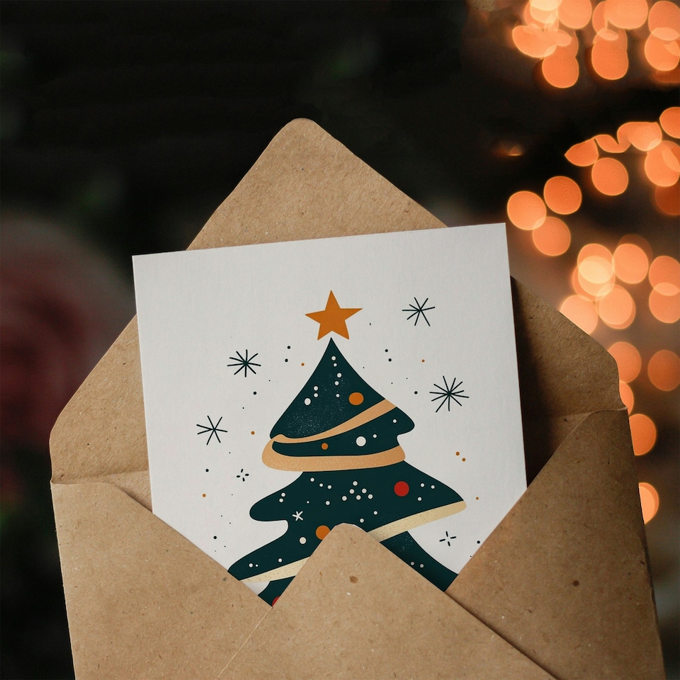 image 1 of Tree Bright Modern Abstract Fun Xmas Art Blank For All Christmas Card
