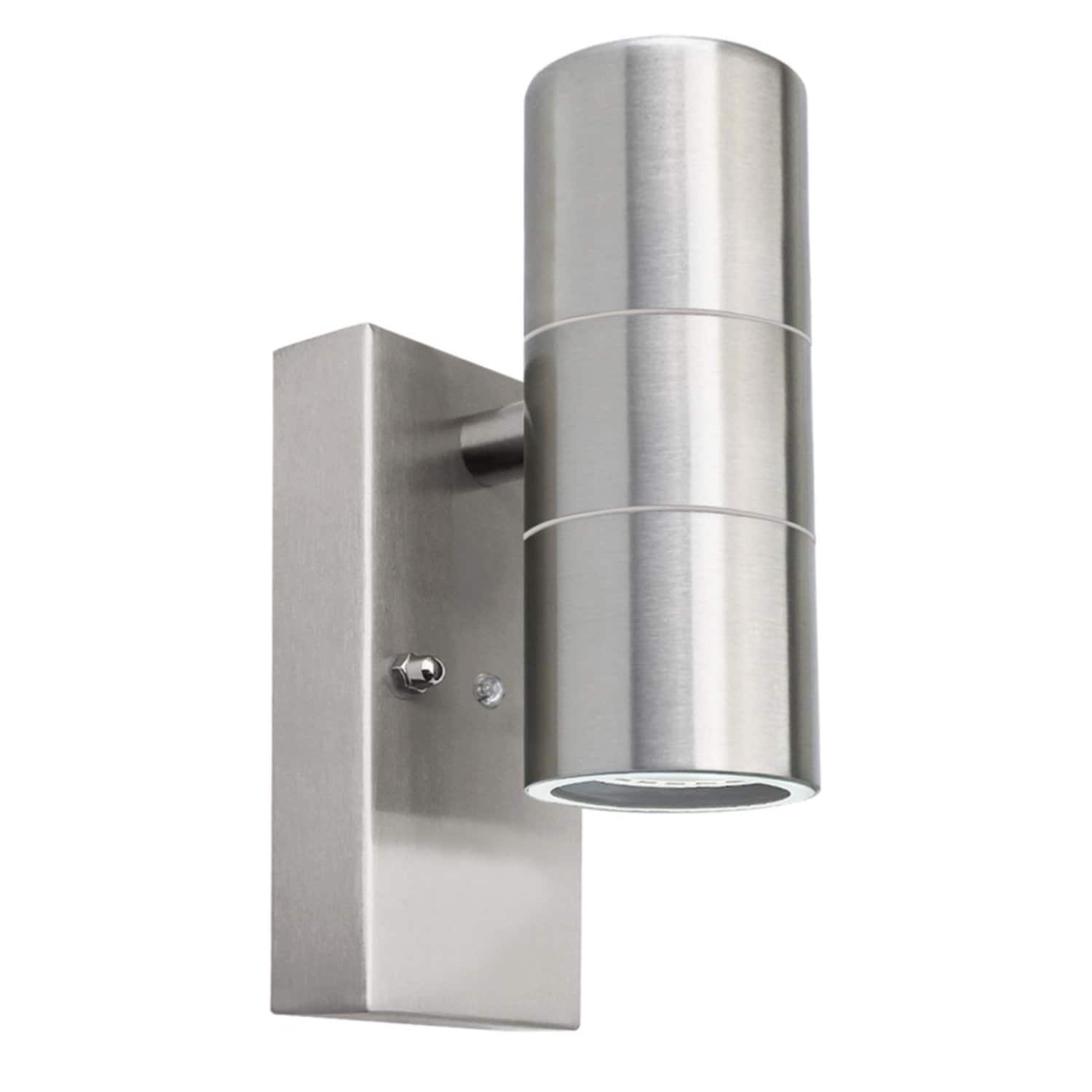 First Choice Lighting Blaze Marine Grade Stainless Steel Dusk Dawn Sensor Wall Light in Silver