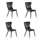 image 10 of Set of 4 New York Modern Velvet Dining Chairs with High Back, Black Metal Legs Black | Silver End Tips