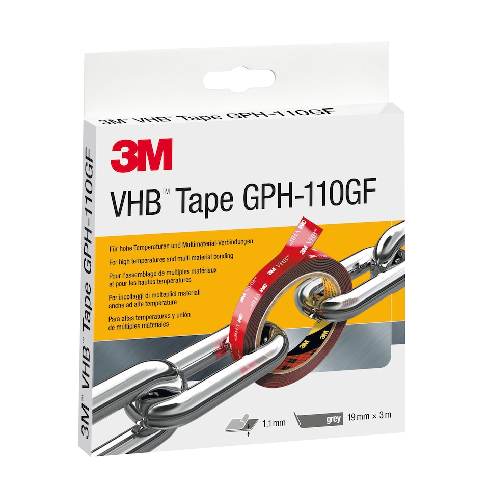 image 1 of 3M VHB Grey Acrylic Foam Tape, 19 mm x 3 m, 1.1 mm Thick