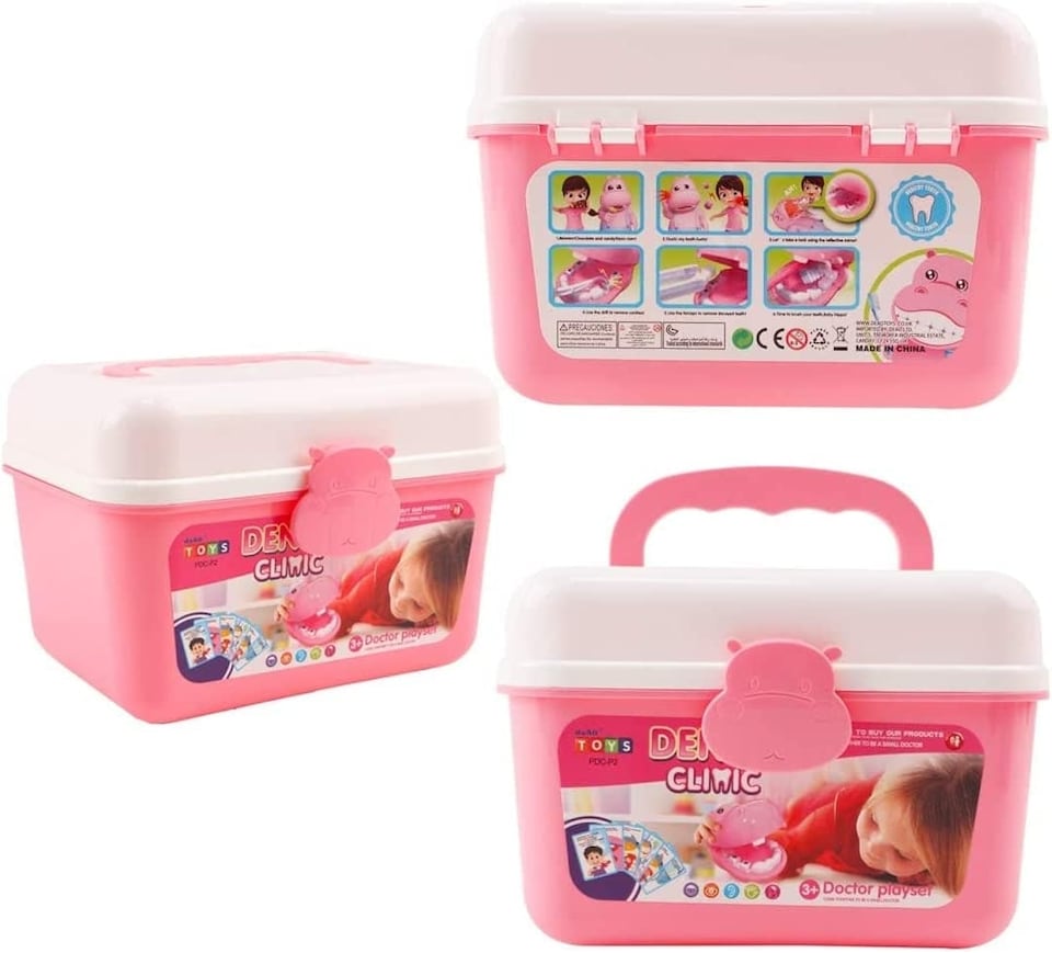 image 1 of Doctor & Dentist Role Play Carrycase - Electronic Medical Play Set with Lights, Sounds & 30 plus Accessories (Pink)