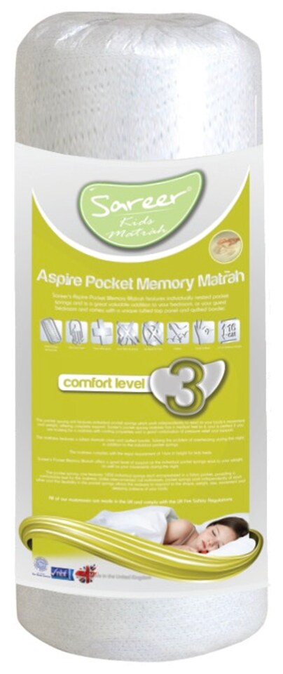 image 1 of Sareer Kids Aspire Pocket Memory Mattress 2FT6 | White | Small Single
