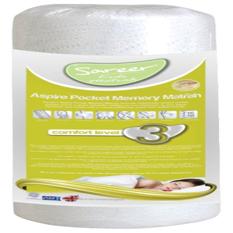 image 1 of Sareer Kids Aspire Pocket Memory Mattress 2FT6 White | Small Single