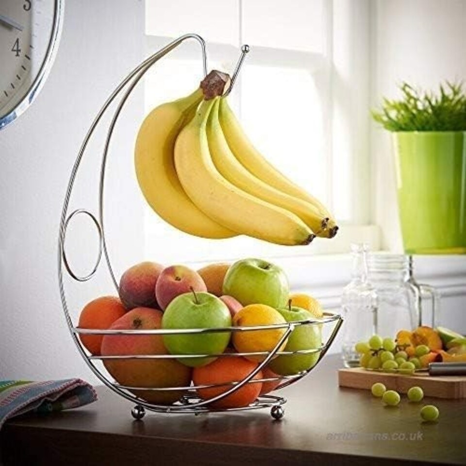image 1 of Marco Paul Metal Fruit Bowl with Banana Hanger 38cm