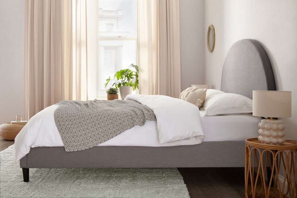 image 1 of Roma Arch Grey Upholstered Bed Frame | Grey | Double