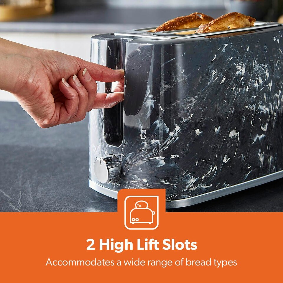 image 1 of GEEPAS 2 Slice Marble Toaster- 900W | Black
