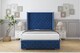 image 1 of Sloomy Arundel Navy Plush Bed Frame With 50"  Upholstered Wingback Headboard 2'6 Small Single