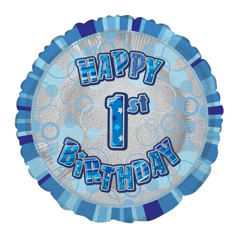 Unique Party 18 Inch Circle Blue Happy Birthday Foil Balloon - Blue - 7