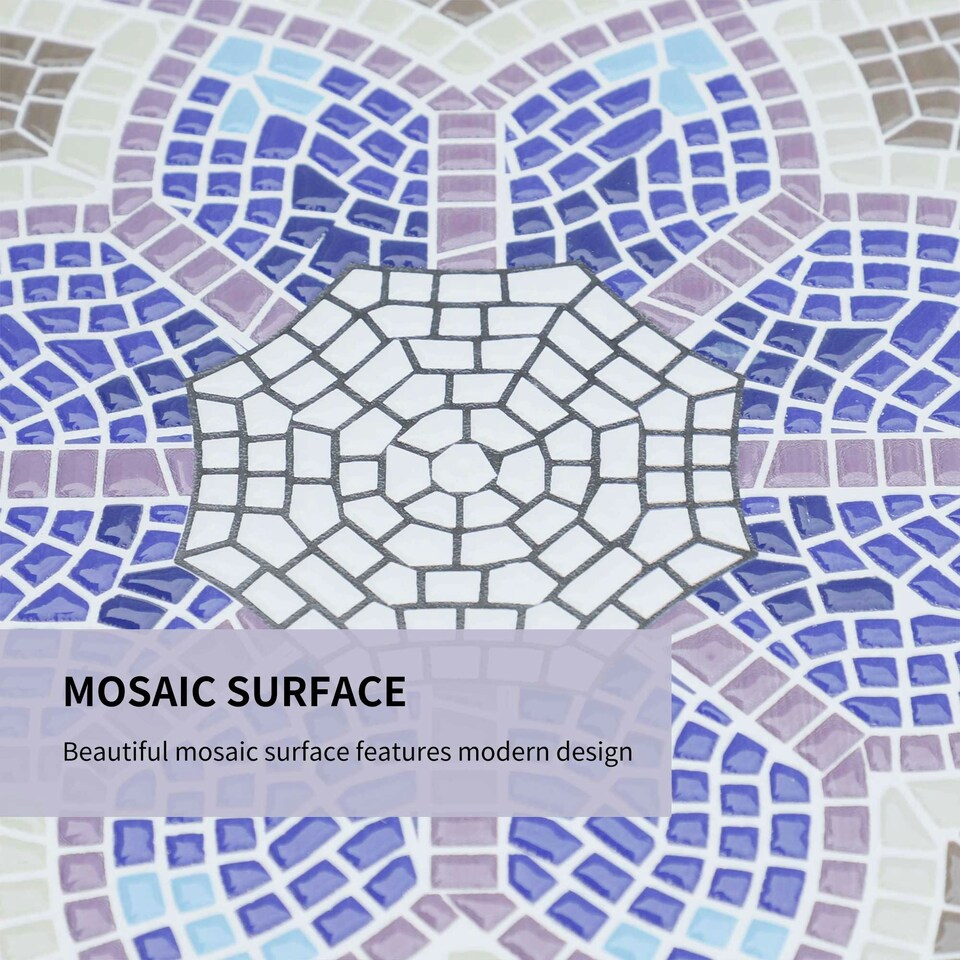 image 1 of Outsunny Garden Table, Mosaic Round Patio Side Table with 60cm Ceramic Top