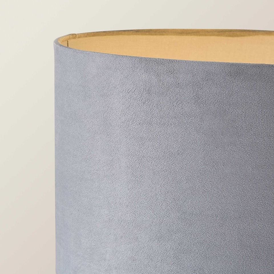 image 1 of ValueLights Marissa Grey Velvet Shade with Chrome Stacked Ball Floor Lamp | Grey