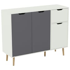 Vida Designs 3 Door 1 Drawer Sideboard Buffet Cabinet Storage, White & Grey