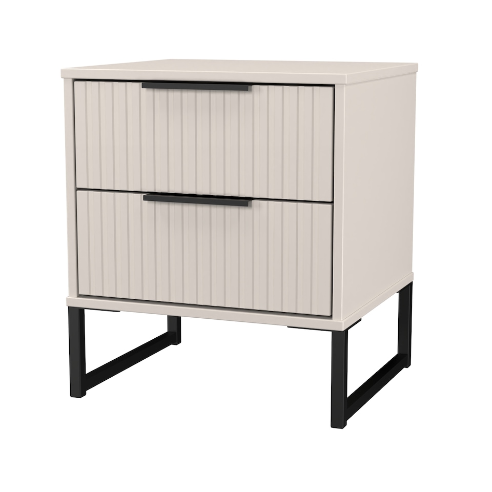 image 1 of Menai 2 Drawer Compact Bedside Cabinet in Kashmir Matt (Ready Assembled) | Cream | Kashmir Matt