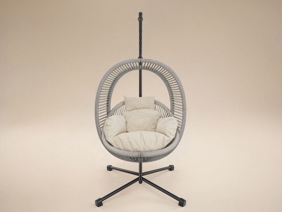 image 1 of SOLACE+CO Lana Garden Egg Chair Light Beige Rattan