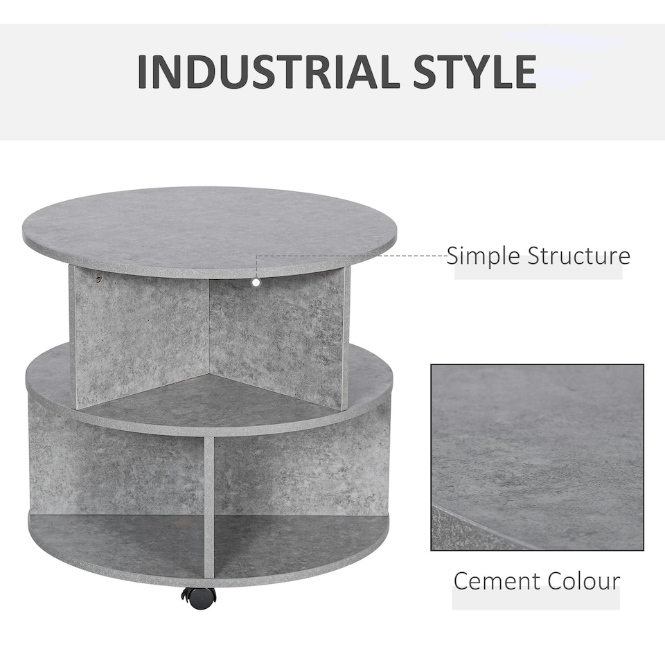 image 1 of 2 Tier Round Coffee Tea Table End Side Desk Sector Divider Shelves Storage Brown