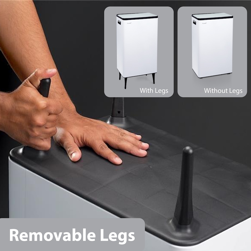 image 1 of 60L Dual Compartment Kitchen Waste Bin White Rubbish Waste Separator with Press Top Lid