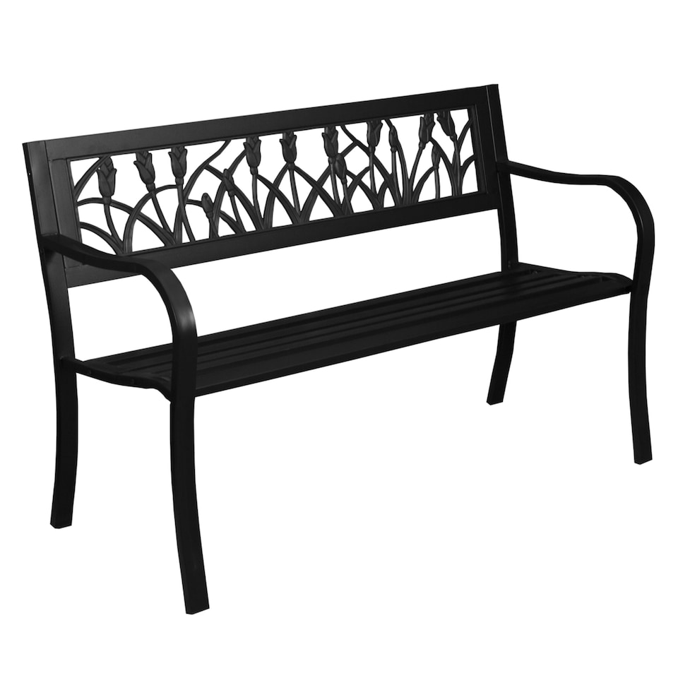 image 1 of Garden Vida 3 Seater Steel Garden Bench Outdoor Patio Seating, Tulipo