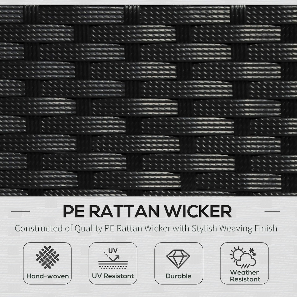 image 1 of Outsunny 5 Pieces Rattan Sofa Set Wicker Sectional Cushion Patio Black Garden