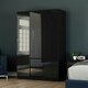 image 1 of Vida Designs Glinton 3 Door 2 Drawer Wardrobe High Gloss Doors With Shelf & Clothes Rail, 100% FSC, Black