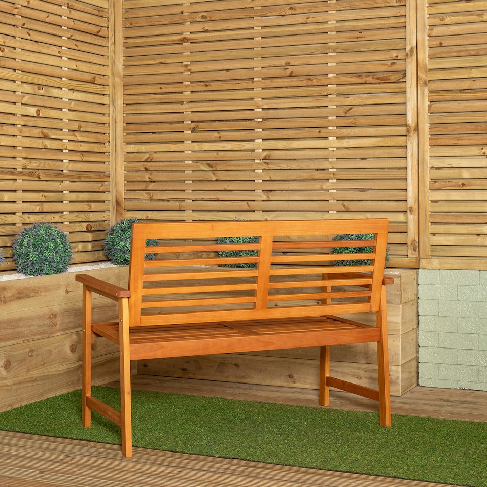 image 1 of Waimea 2 Seater Outdoor Wooden Garden Bench Brown
