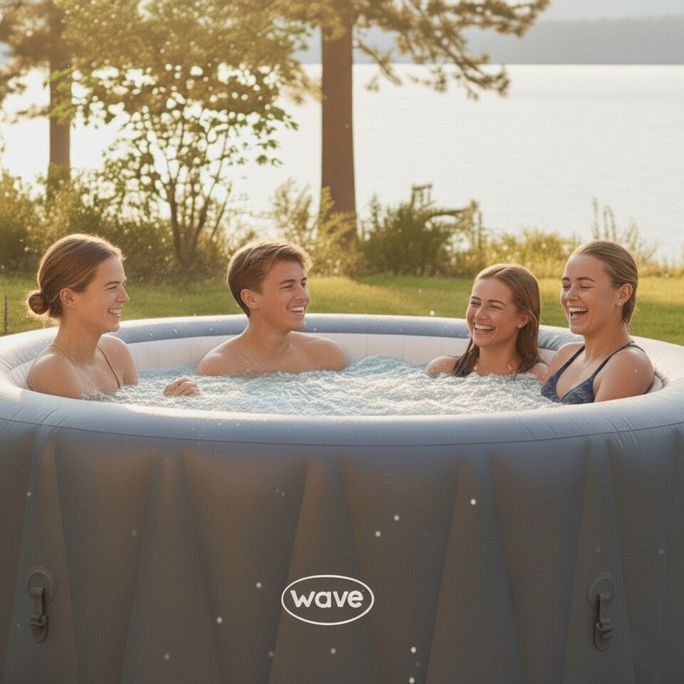 image 1 of Wave Atlantic 4 Person Inflatable Hot Tub, EnergySave Bundle, Dark Grey