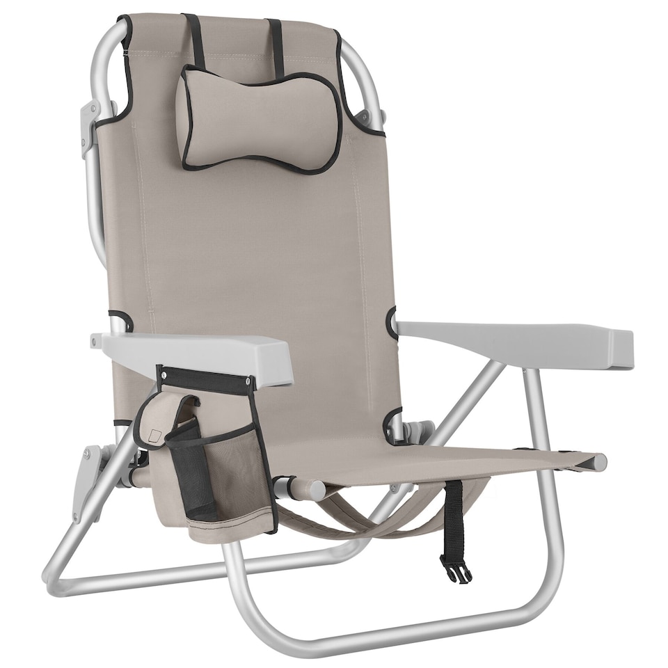 image 1 of Coral aluminum beach chair, foldable with backpack function | Cream | beige | 1