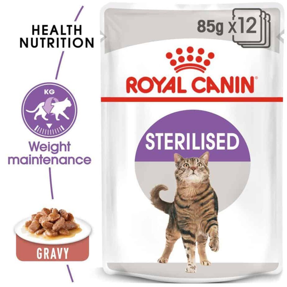 image 1 of Royal Canin Sterilised Adult in Gravy Wet Cat Food - 12 x 85 g (1 kg) | Multi | 12 x 85g | 1