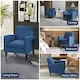 image 6 of HOMCOM Modern Armchair Accent Chair with Rubber Wood Legs for Bedroom Blue