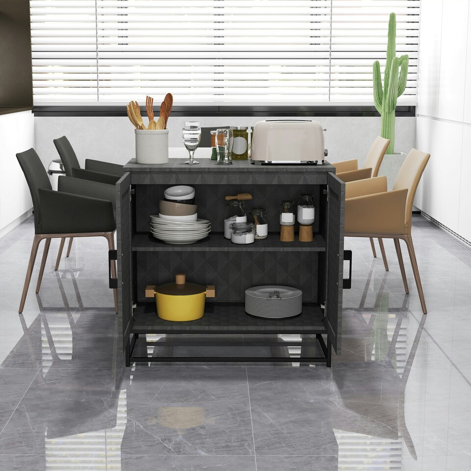 image 1 of HOMCOM Modern Storage Cupboard with Adjustable Shelf and 2 Doors, Grey 