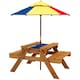 image 6 of Outsunny Kids Picnic Table Set w/ Sand and Water, Removable Parasol - Brown