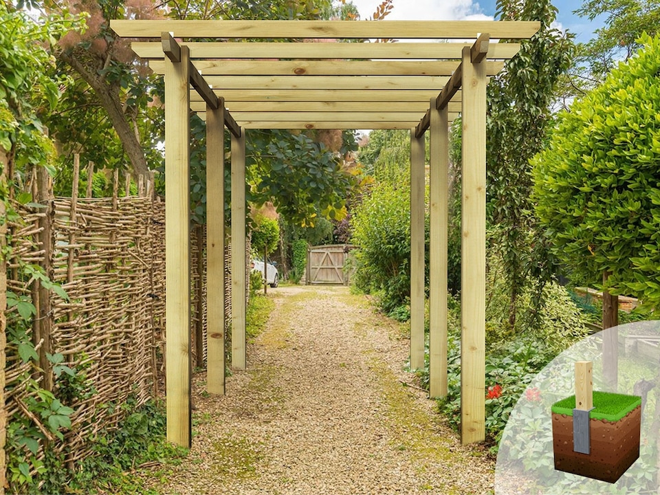 image 1 of eDecks HD Village Walkway Garden Pergola w/ Concrete In Posts 2.7m - 2.4 x 4.8m