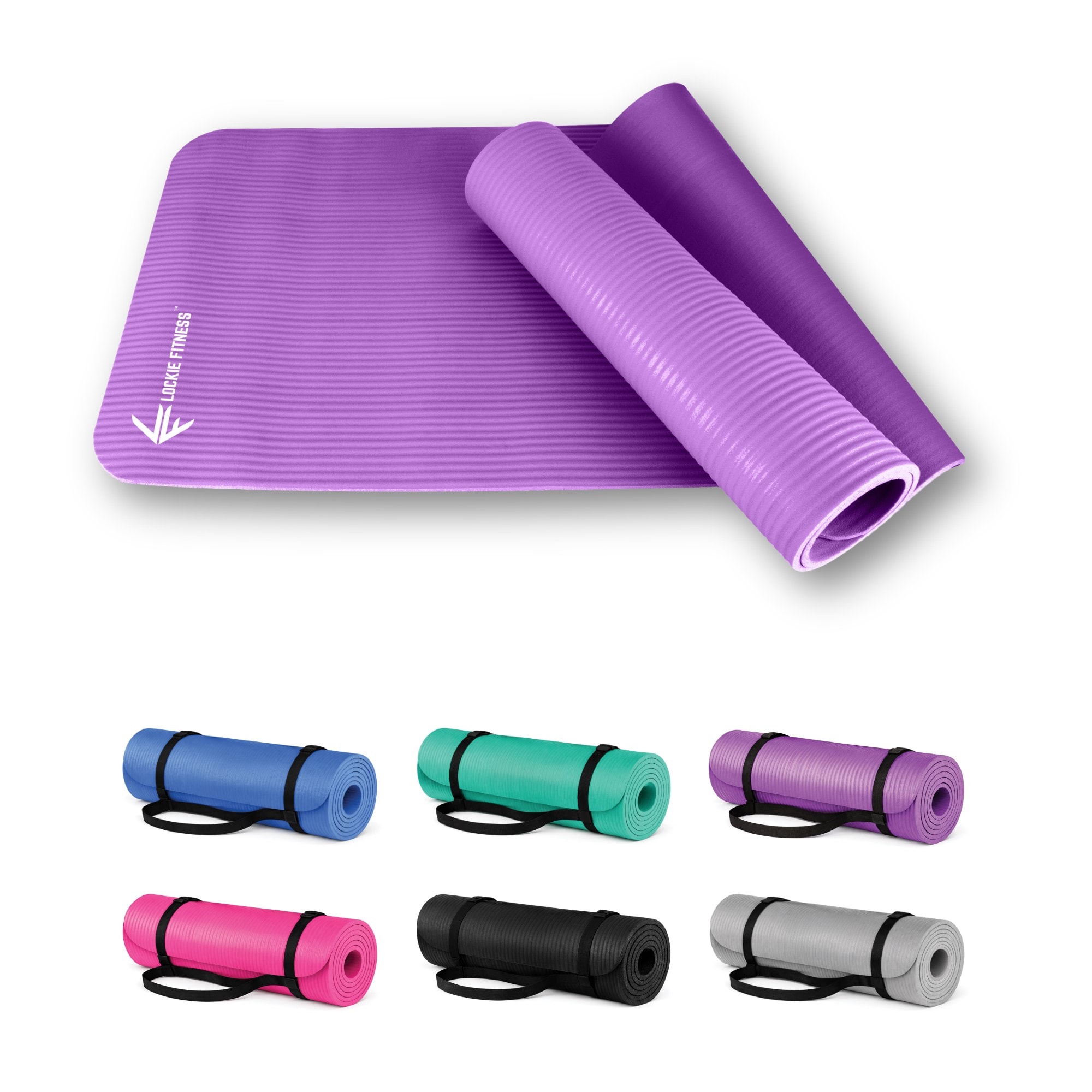 Lockie Fitness Yoga Mat 8 mm Thick, Non Slip Exercise Mat for Women and Men, TPE Foam Pilates Mat, Gym Mat for Home Workout, Yoga, Pilates, Exercise & Gymnastics, 180 x 60 cm, Purple