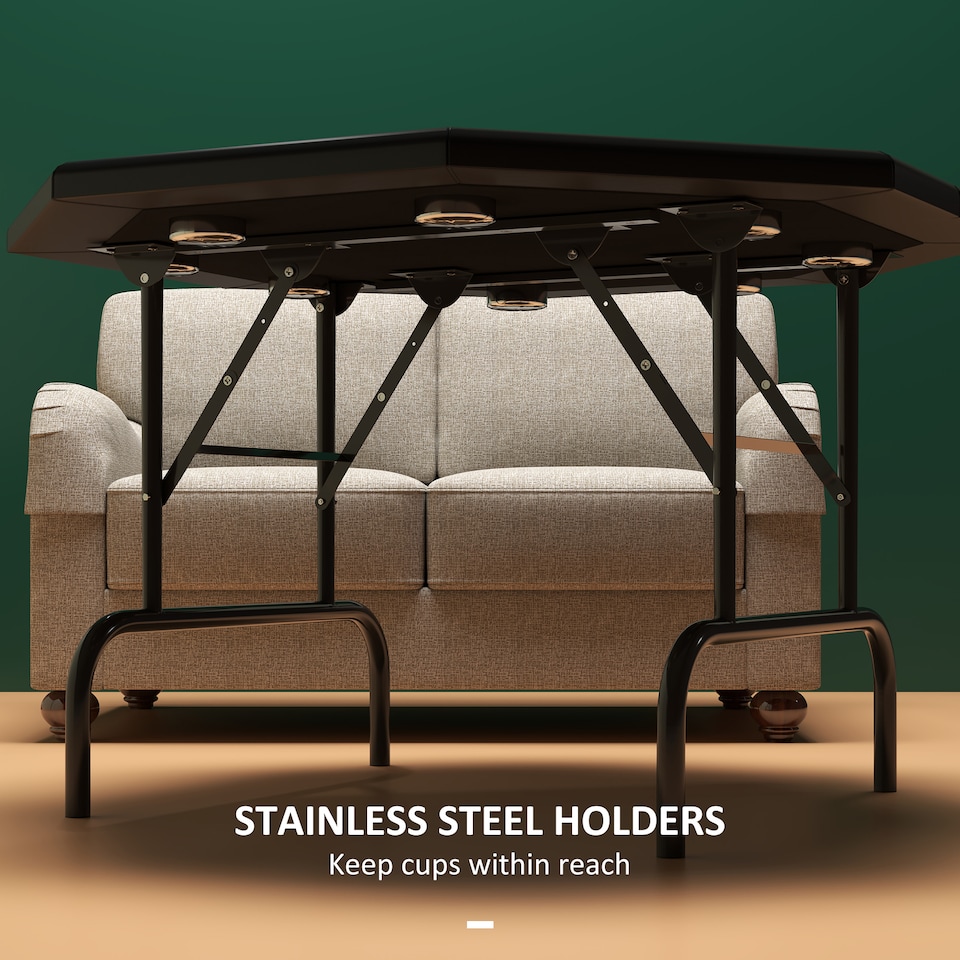 image 1 of SPORTNOW 8 Player Foldable Poker Table with Cup Holders, Green