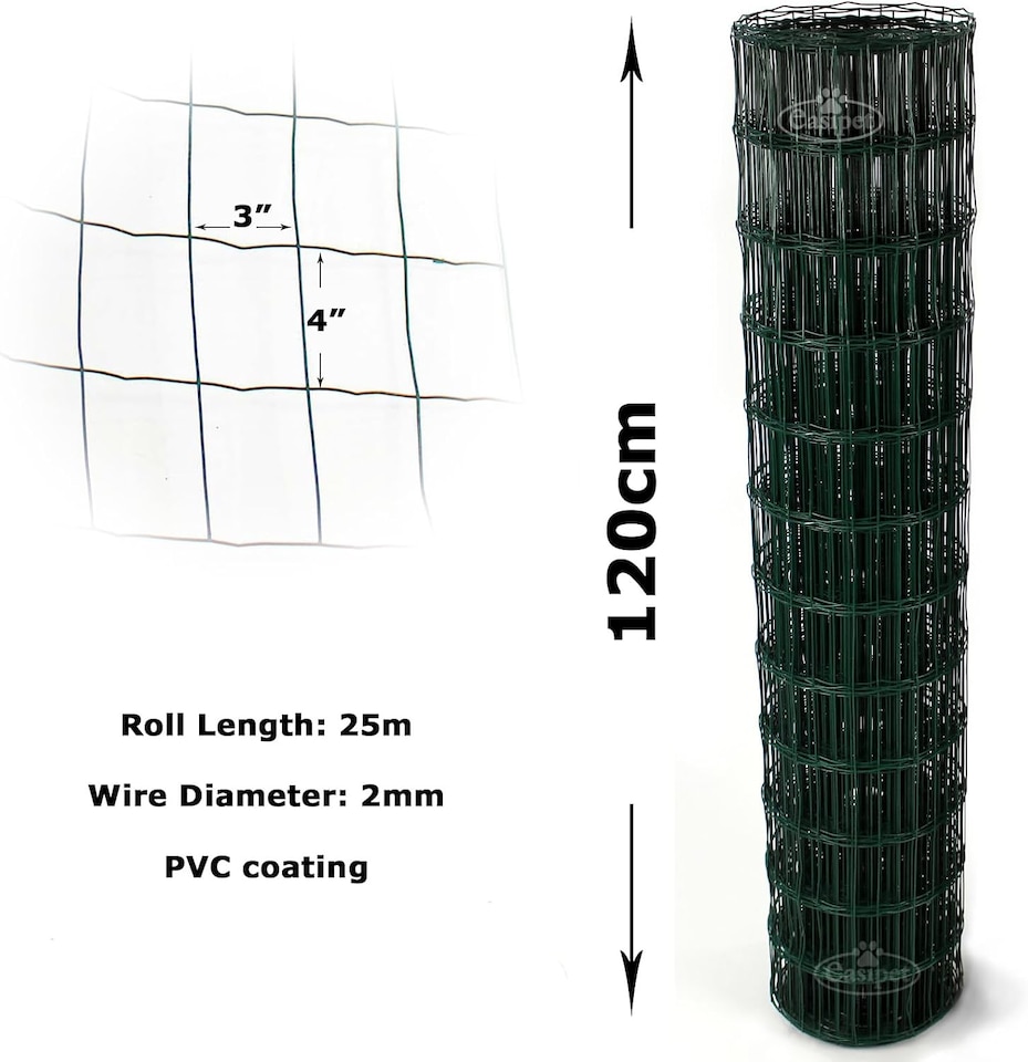 image 1 of Actiaspet PVC Coated Steel Wire Mesh Fencing 120cm x 25m Garden Galvanised Fence Green