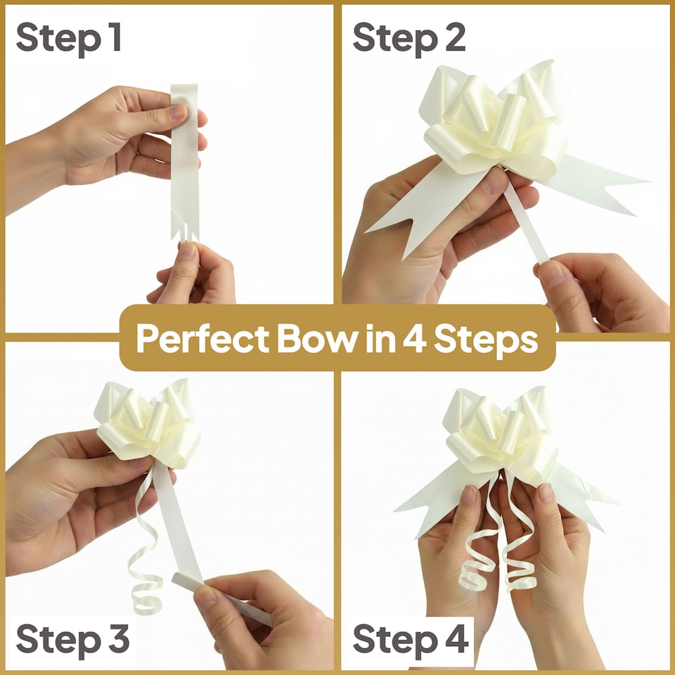 image 1 of 30pcs Ivory 30mm/3cm Large Ribbon Pull Bows for Gift Wrapping, Hampers, Florist Bouquets, Wedding Cars and Party Décor Pullbow | Clear | Clear
