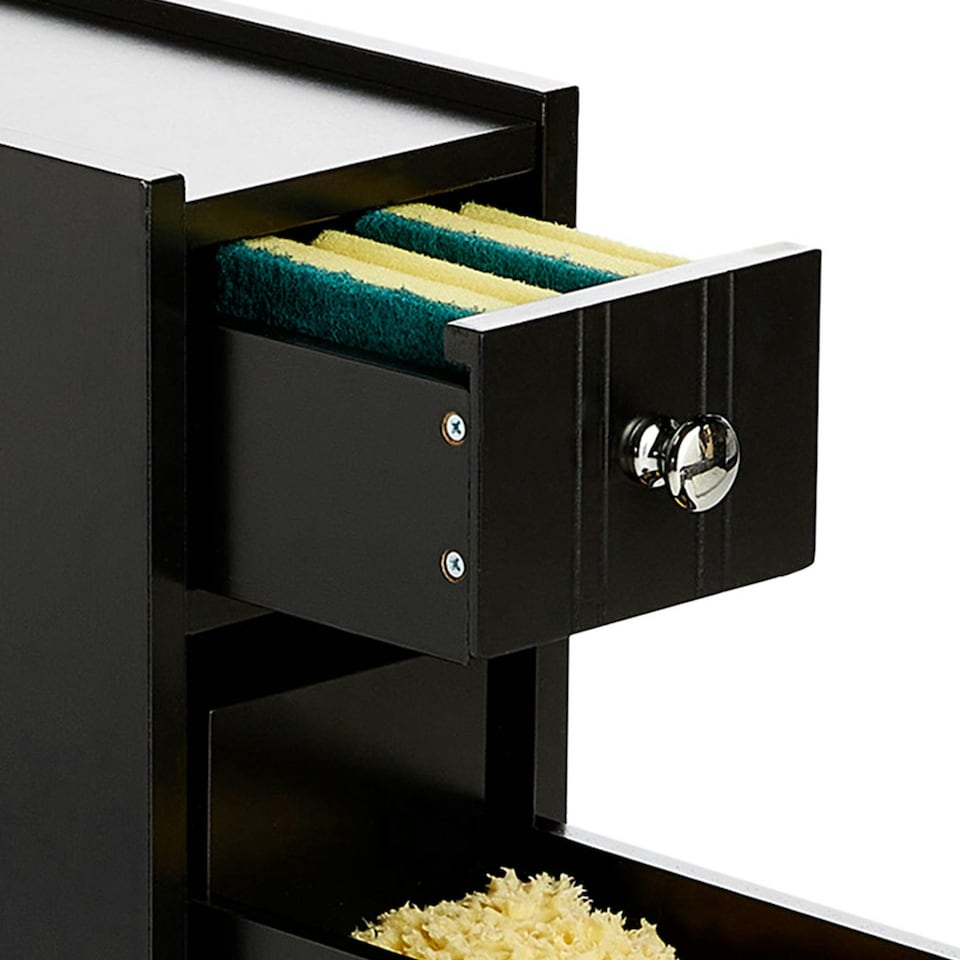 image 1 of VonHaus Shrewsbury Black Slim Bathroom Storage Unit with Drawers