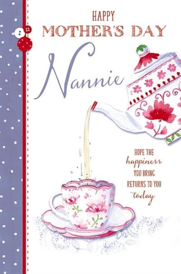 image 1 of Nannie Mother's Day Card Kettle and Tea Cup