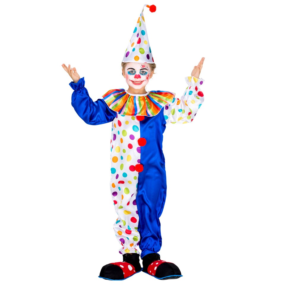 image 1 of Childrens and Teens Jux the Clown Costume | Blue | blue | 9-10 years | 1
