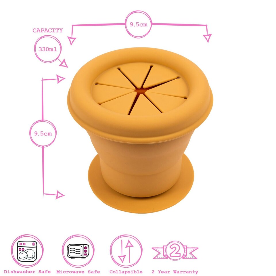 image 1 of Tiny Dining Baby Silicone Suction Snack Pot - 330ml - Ochre Orange