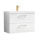 image 1 of Balterley Wall Hung Bathroom 2 Drawer Vanity Unit and 1 Tap Hole Ceramic Basin, with Handles | White