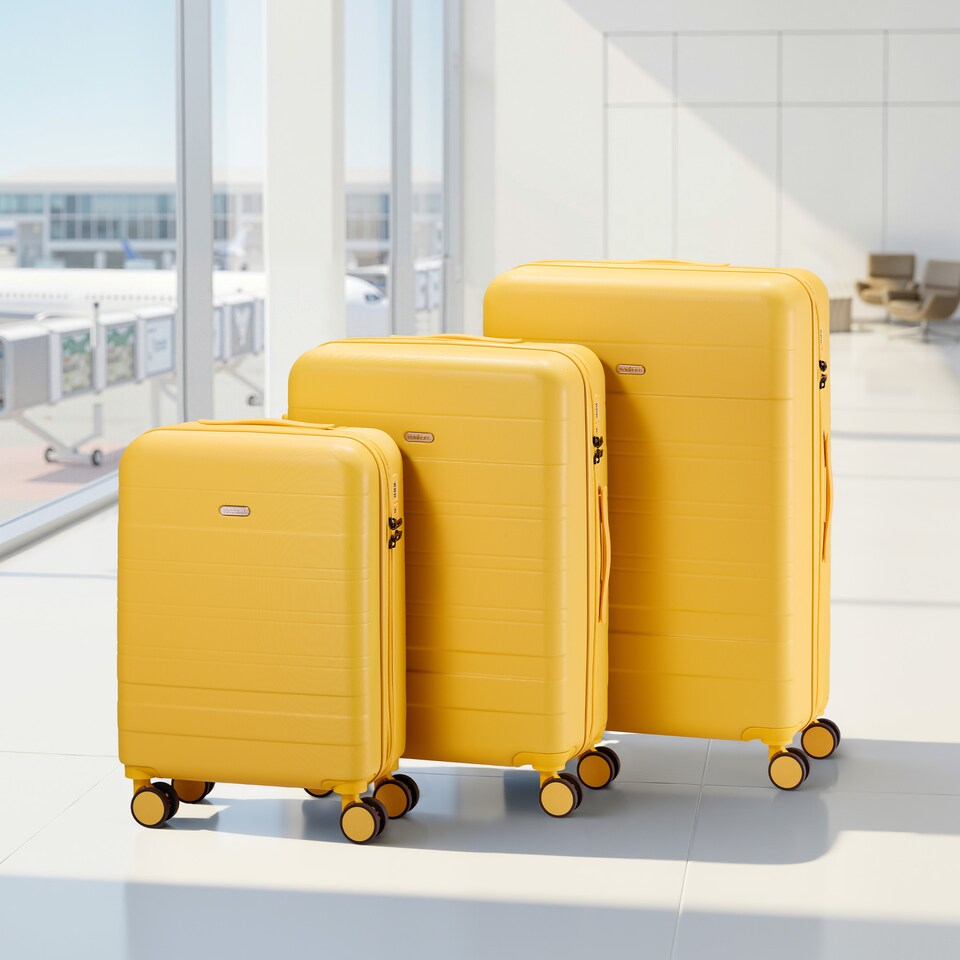 image 1 of Vonhaus Hard Shell Suitcase Set 3 Piece with TSA Lock | Yellow | Yellow