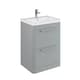 image 1 of Balterley Contemporary Bathroom Floor Standing Vanity Unit with 2 Soft Close Drawers & 1 Tap Hole Ceramic Basin, Satin Grey, 600mm