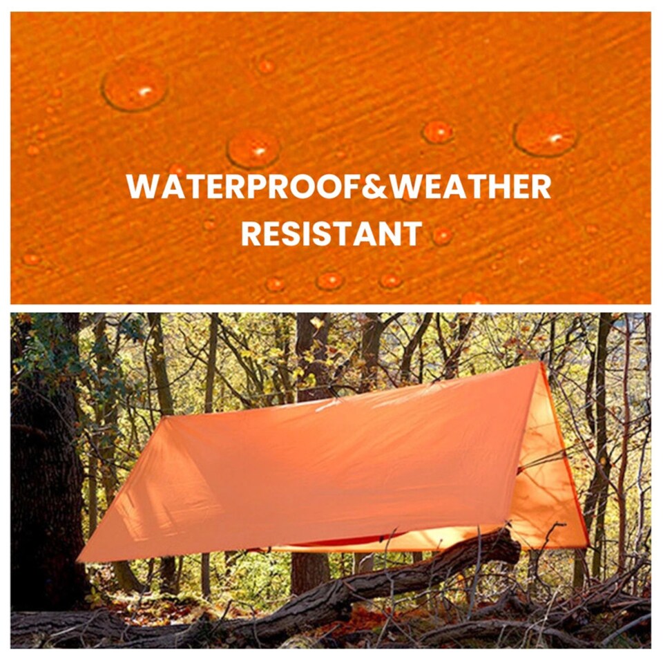 image 1 of Orange Waterproof Tarpaulin 90gsm Reinforced Camping Cover Strong Lightweight 10x12