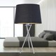 image 9 of Set of 2 Tripod - Chrome Lamps with Black & Gold Fabric Shade Chrome | Black