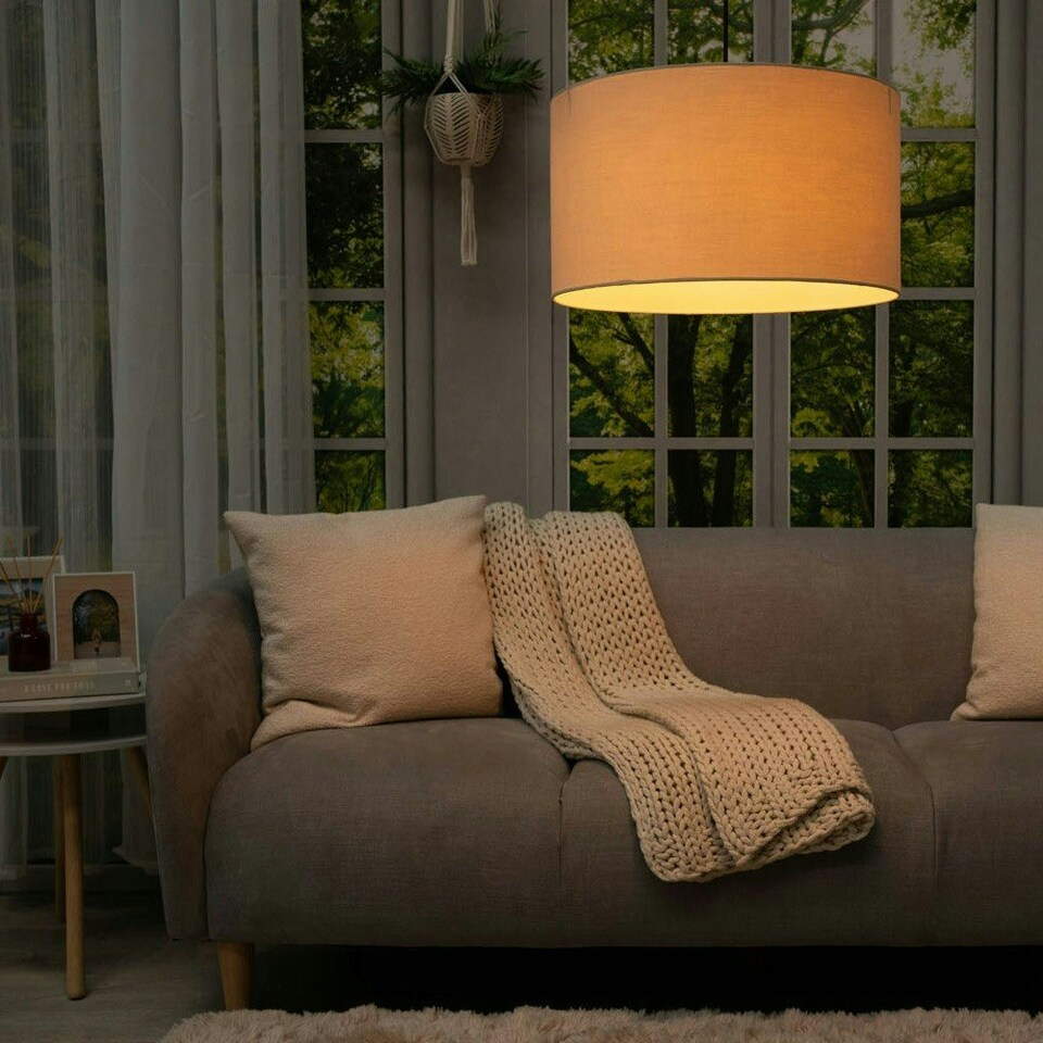 image 1 of ValueLights Reni Large Natural Pendant Shade Cream