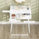 image 9 of HOMCOM Modern Dressing Table w/ 2 Drawers Round Mirror for Bedroom White White