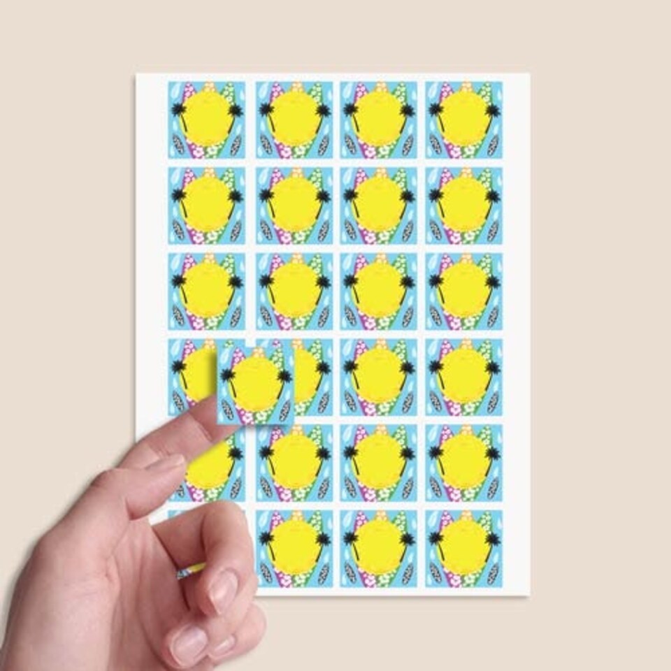 image 1 of Hawaiian Design 40mm Square Sticker sheet of 24