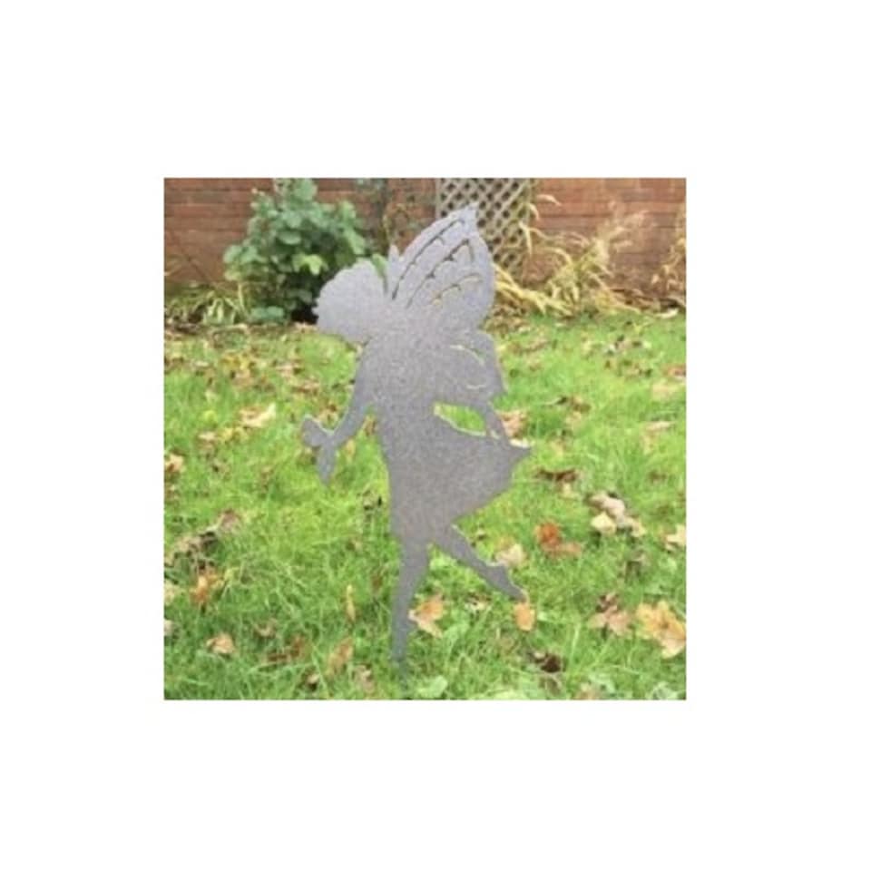 Large Fairy Silver - Hand Made By Traditional Forge, Steel Garden Ornament - Steel - L28 x W28 x H28 cm - Silver