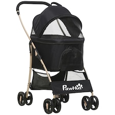PawHut 3 In 1 Pet Stroller, Detachable Dog Cat Travel Carriage - Black