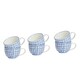 image 1 of Nicola Spring Hand-Printed Cappuccino Cups - 250ml - Navy - Pack of 6